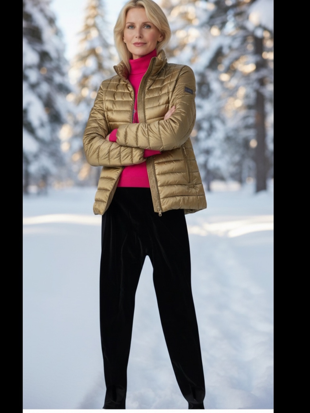 Bogner Quilted Ski Jacket in Gold
with Embroidered Back Motif